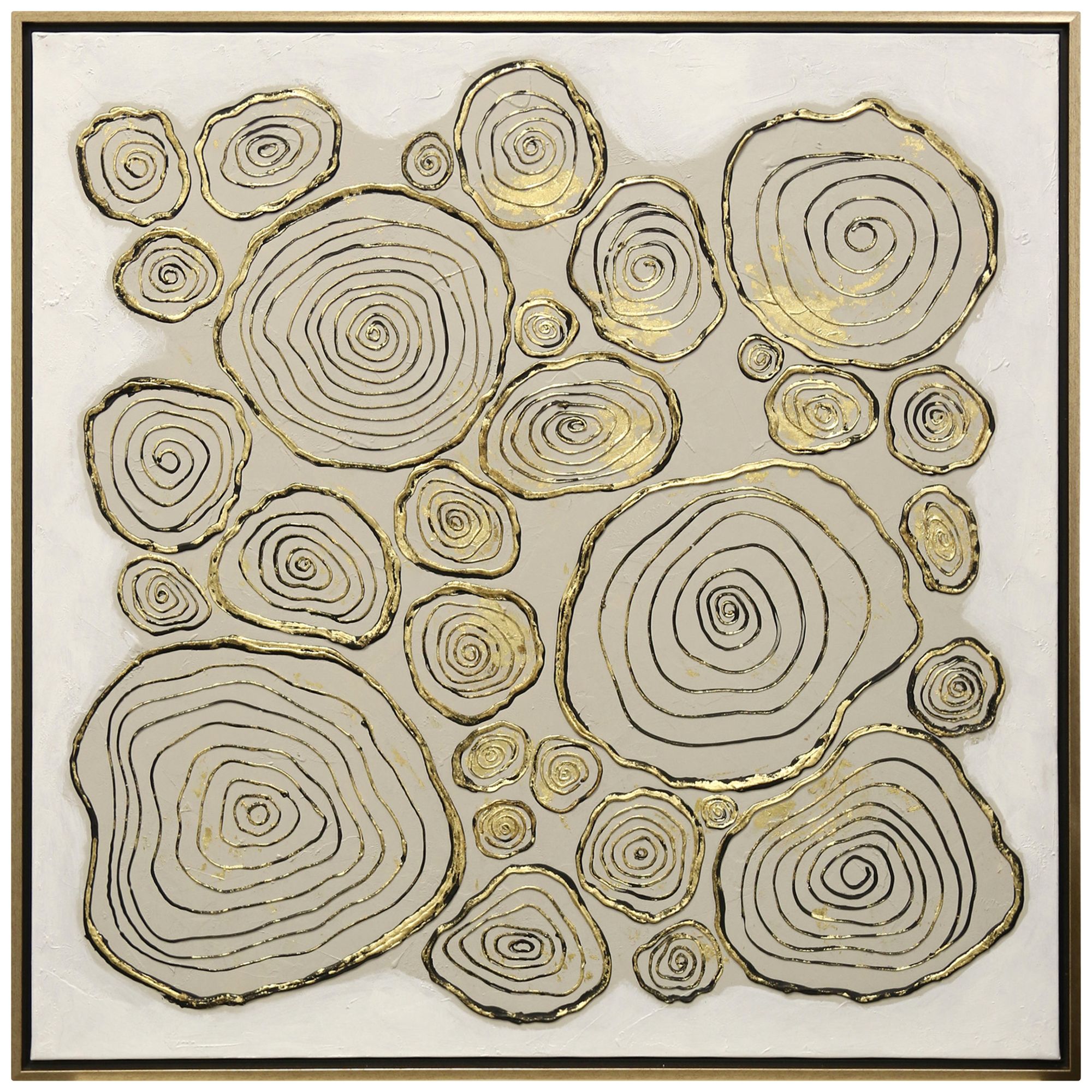 Textured Gold Rings 40" Square Stretched Canvas Wall Art