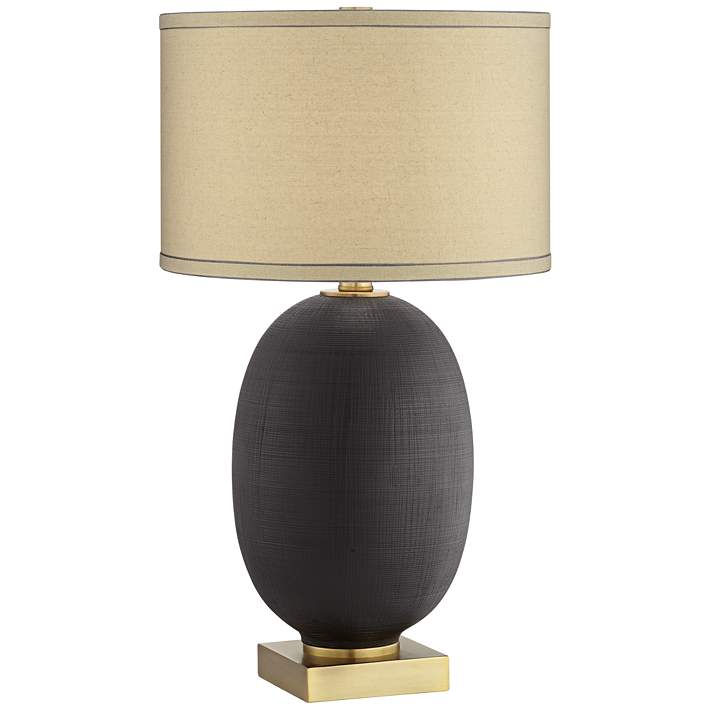 Hilo Black And Gold Oval Table Lamp, Brass Table Lamp Black Oval Shade