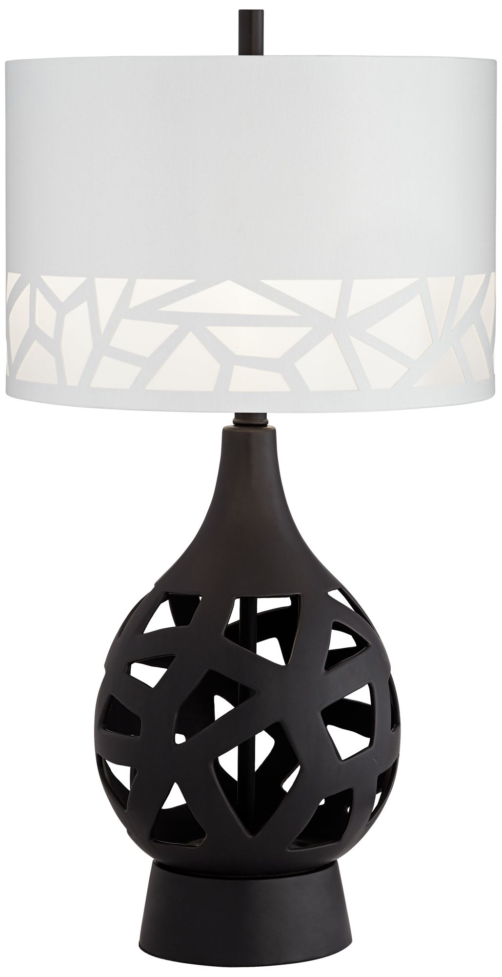 Rubin Black Geometric Pattern Ceramic Table Lamp 70X25 Lamps Plus