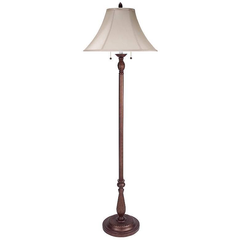 Image 2 Silk Shade Double Pull Traditional Floor Lamp