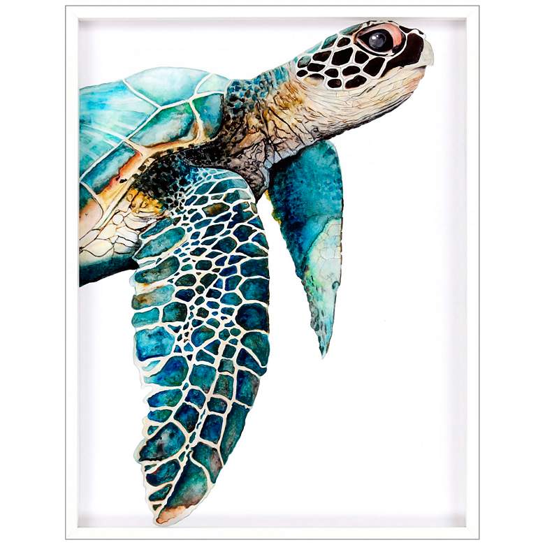 Image 2 Great Sea Turtle 50" High Framed Shadow Box Wall Art