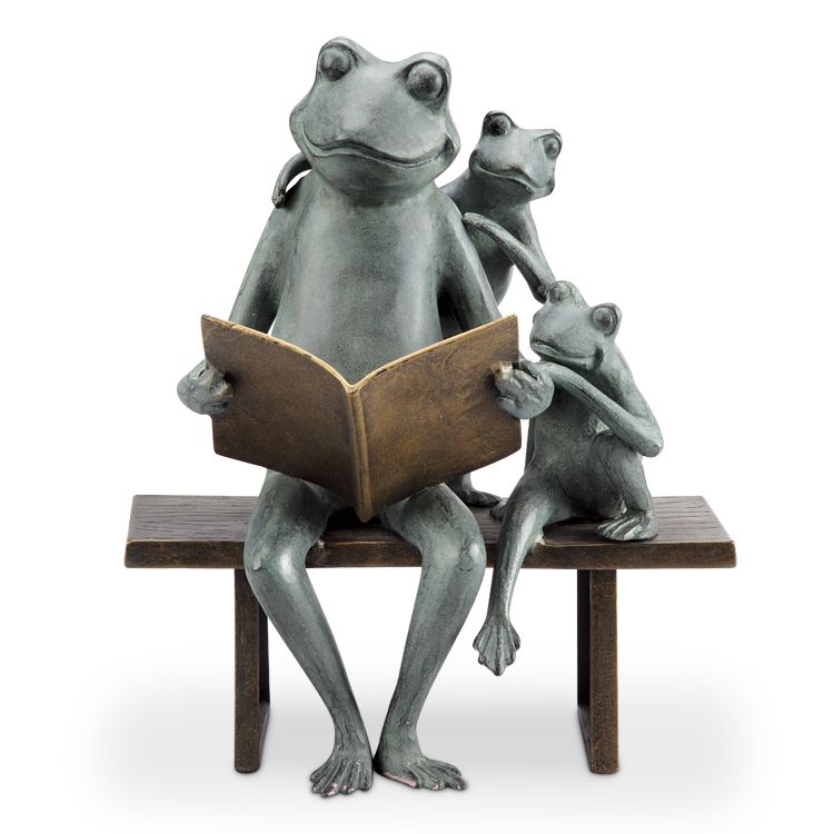 Reading Frog Family 15 1/2"H Aluminum Outdoor Garden Statue