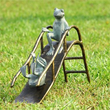 Sliding Frogs 18" High Aluminum Outdoor Garden Statue