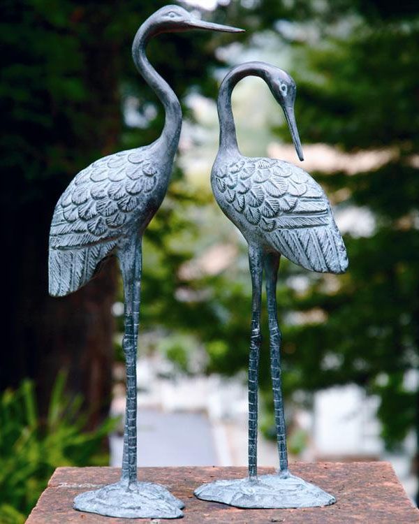 Love Cranes Brass Outdoor Garden Statues