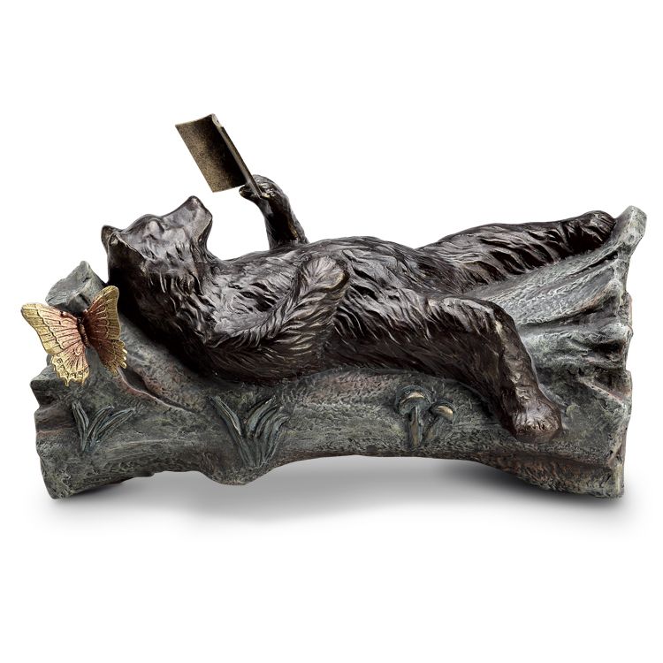 Lazy Reader 25" Wide Indoor-Outdoor Black Bear Statue