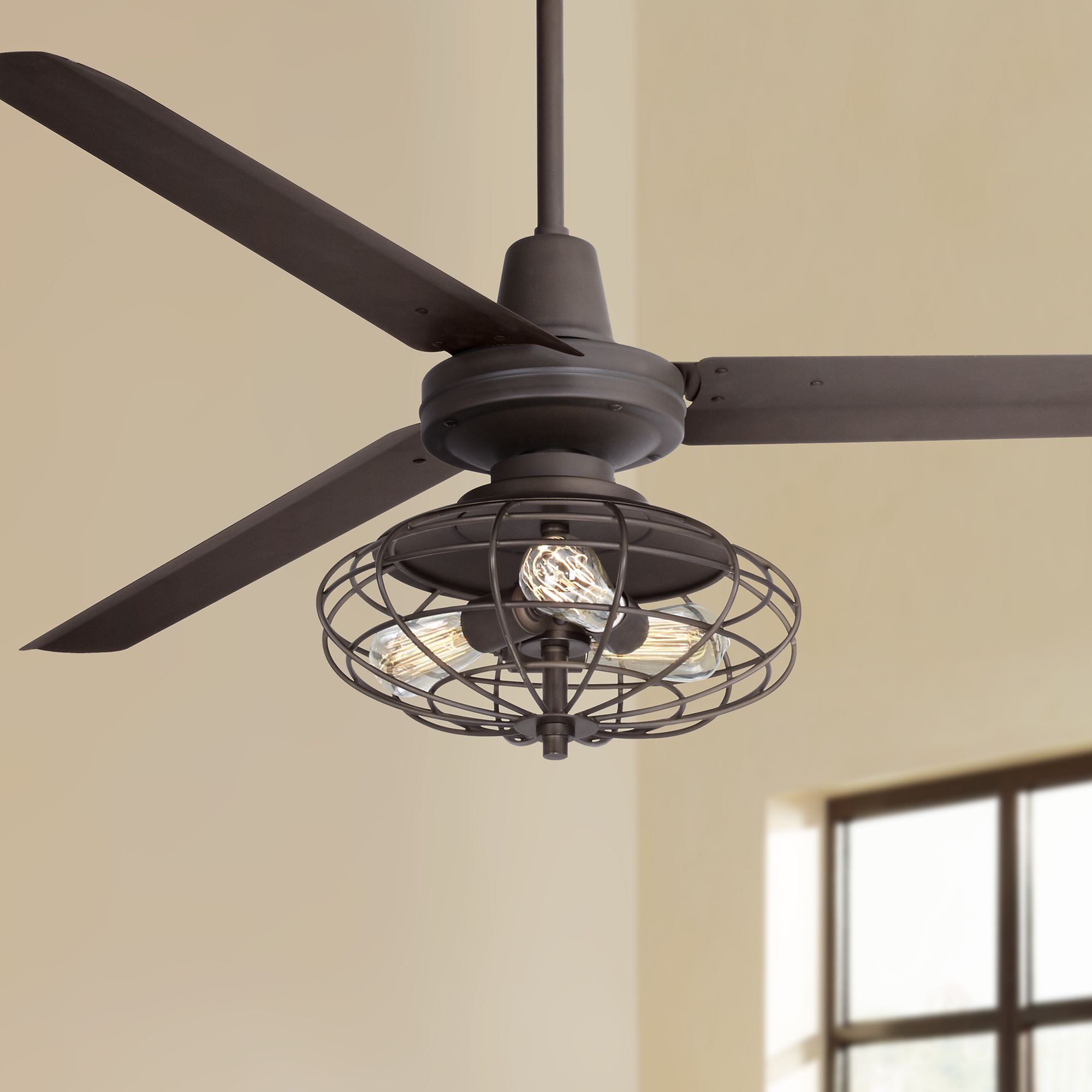 Details About 60 Industrial Ceiling Fan With Light Kit Led Remote Oiled Bronze Living Room