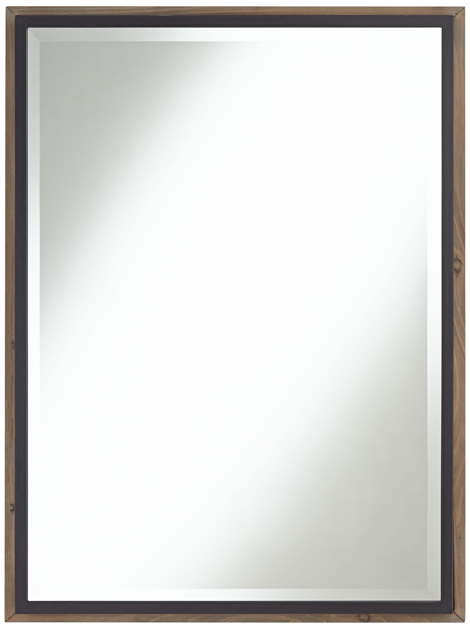 Asher 30" Wide Raised Iron and Wood Wall Mirror
