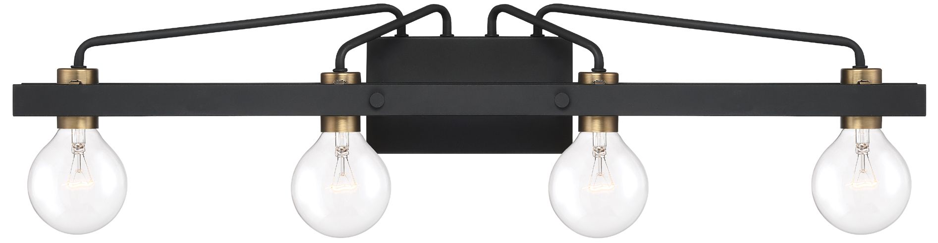 Ravella 33 1/4" Wide Black and Brass 4Light Modern Vanity Bath Light