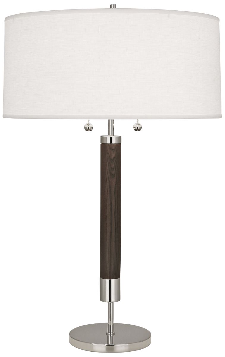 Dexter Polished Nickel with Dark Walnut Column Table Lamp