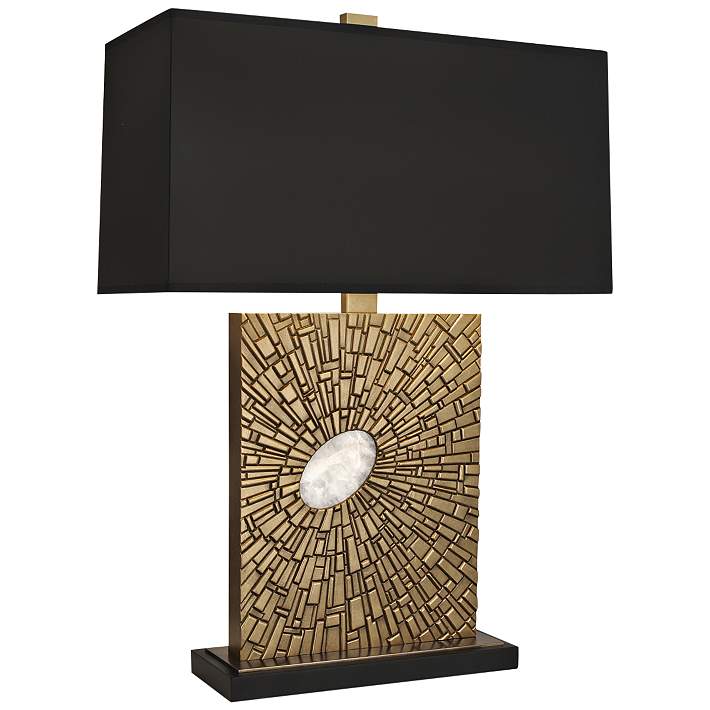 Goliath Antiqued Modern Brass Table, Antique Brass Lamp With Black Shade