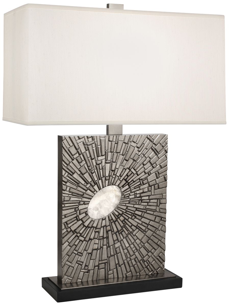 Goliath Antiqued Polished Nickel Table Lamp with Pearl Shade