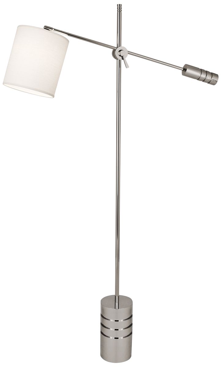 Campbell Nickel Adjustable Floor Lamp with Oyster Shade
