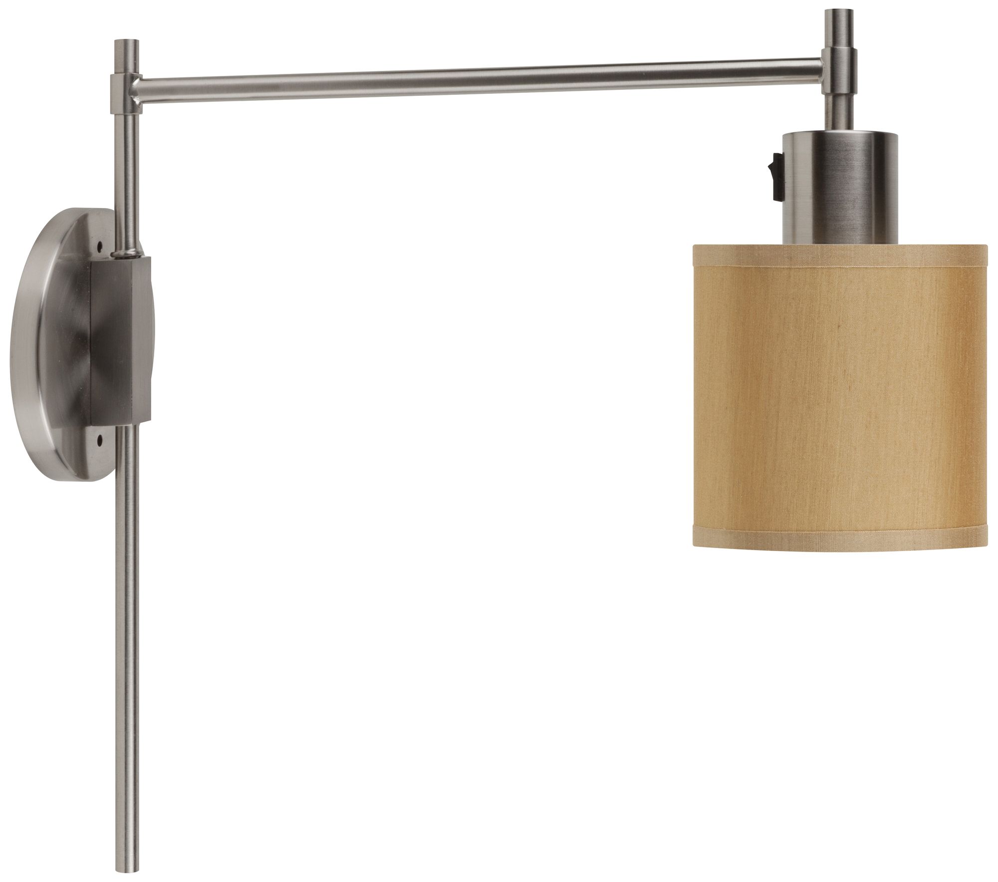 Walker Nickel Pin-Up Wall Lamp with Gold Silk Glow Shade
