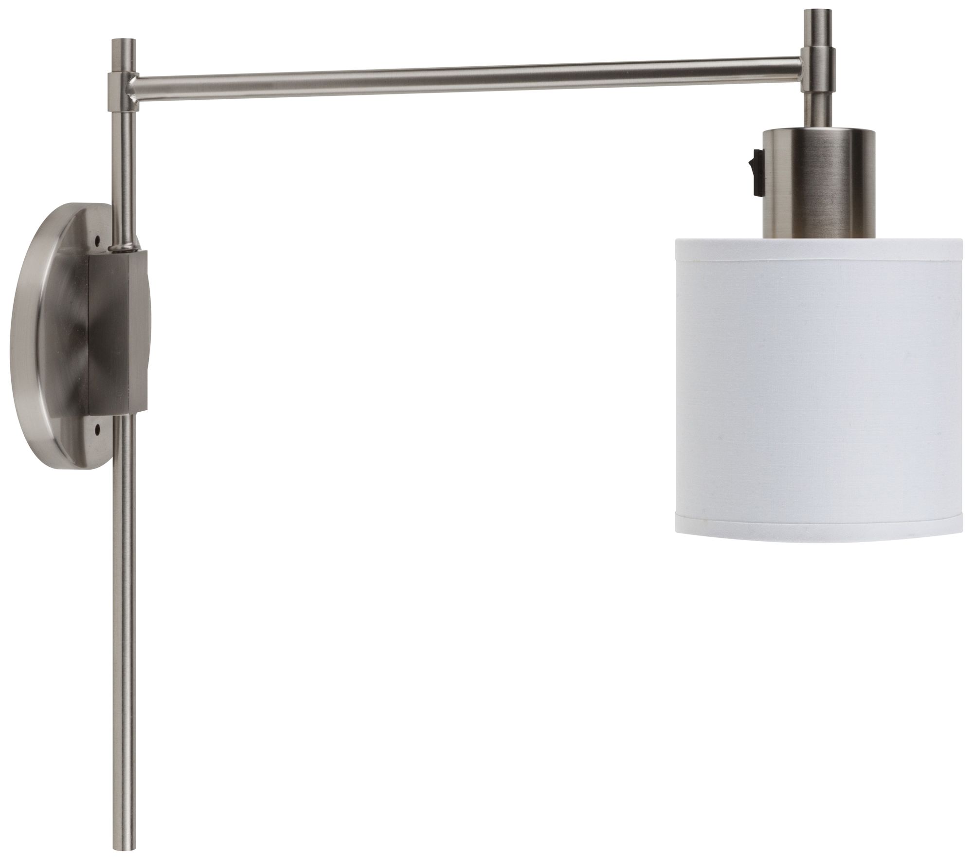 Walker Brushed Nickel Pin-Up Wall Lamp w/ White Linen Shade