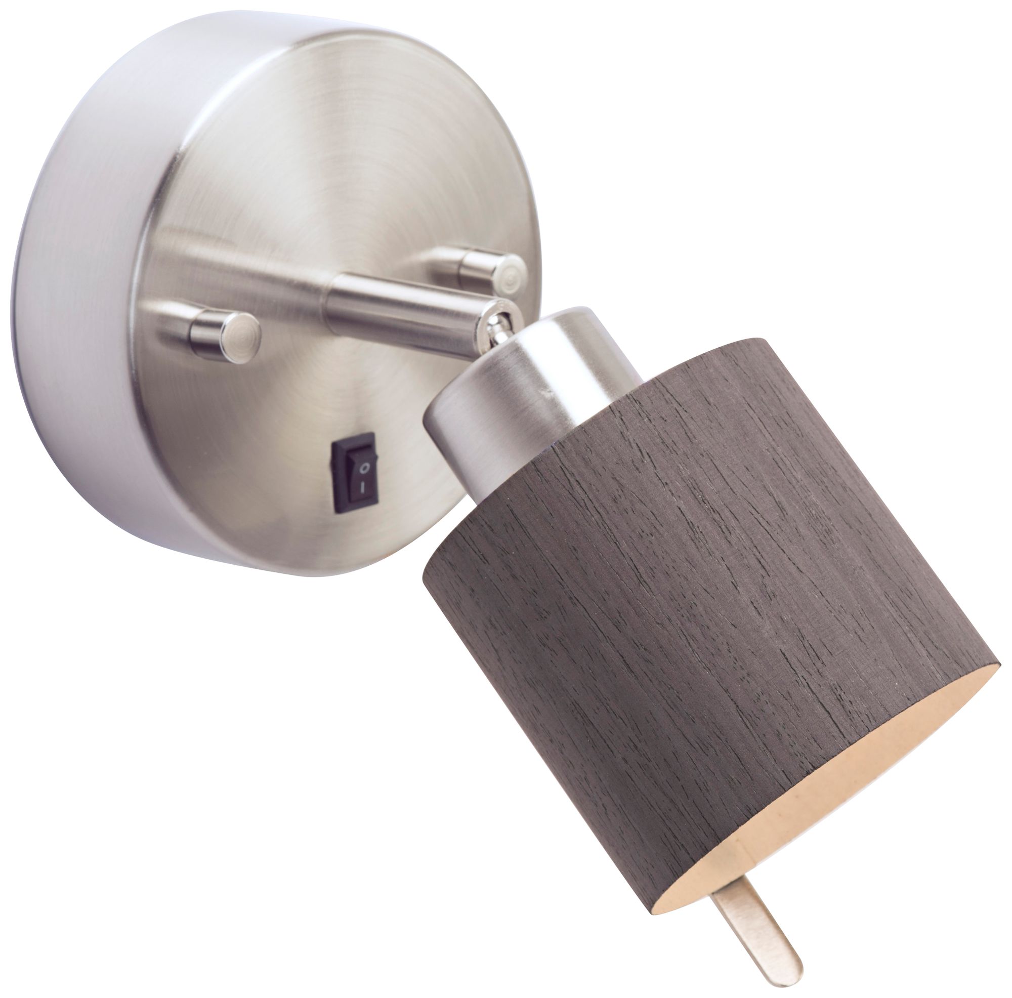 Guppy Nickel LED Wall Lamp with Ebony Wood Veneer Shade