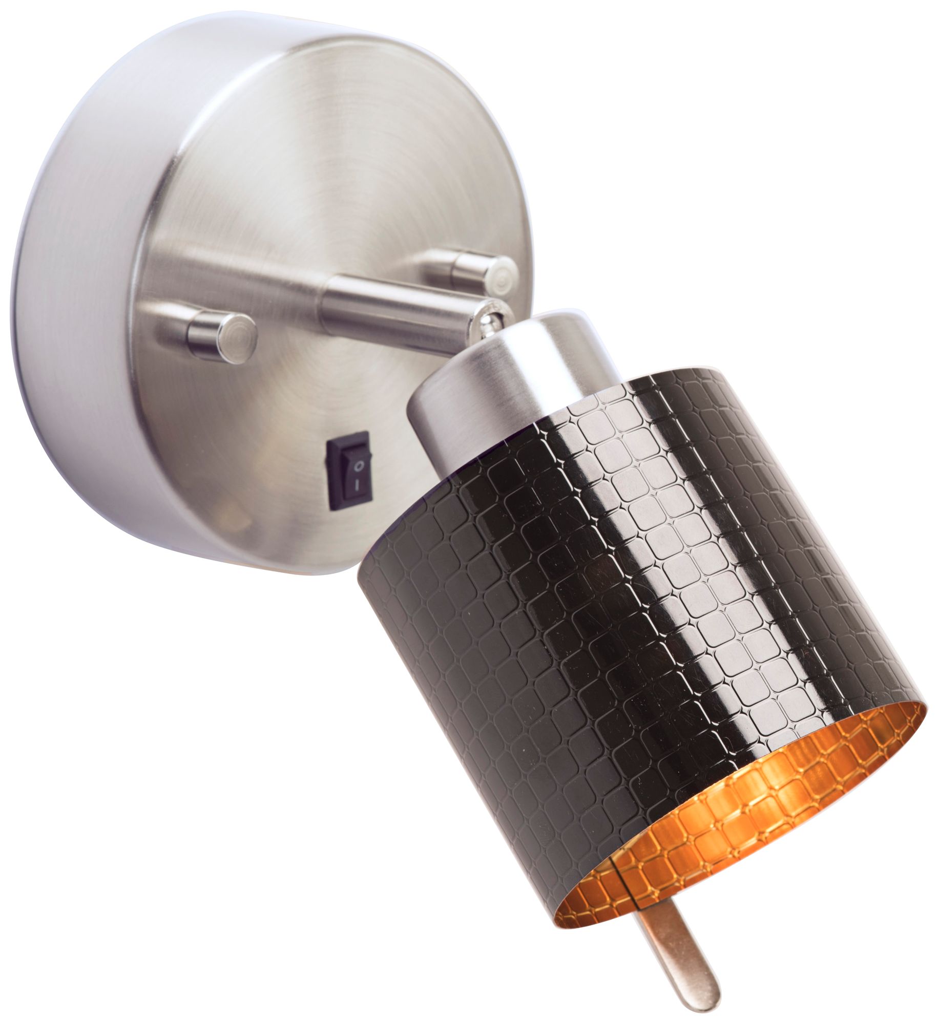 Guppy Nickel LED Wall Lamp w/ Black and Gold Duotrans Shade