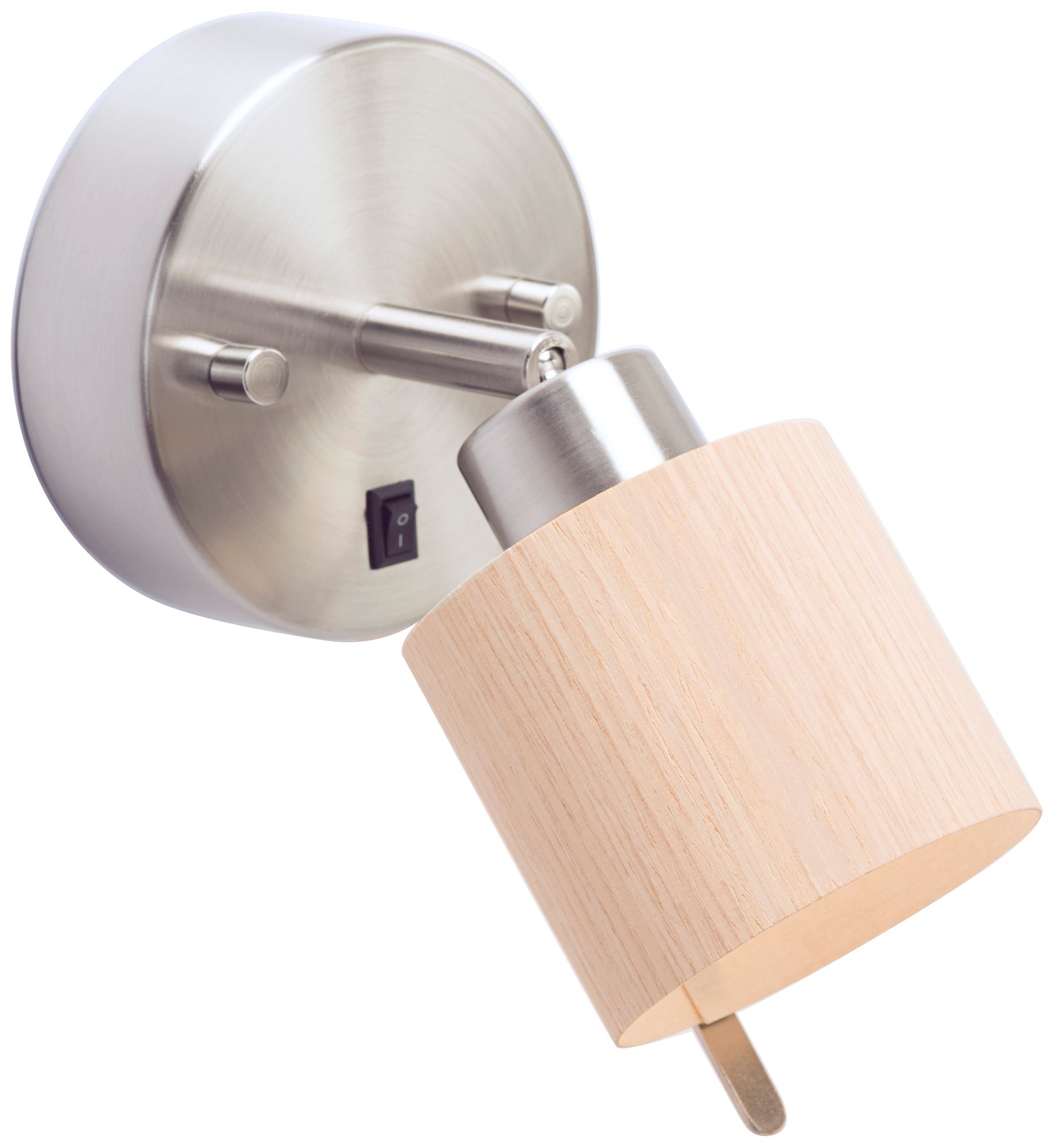 Guppy Brushed Nickel LED Wall Lamp w/ White Oak Veneer Shade