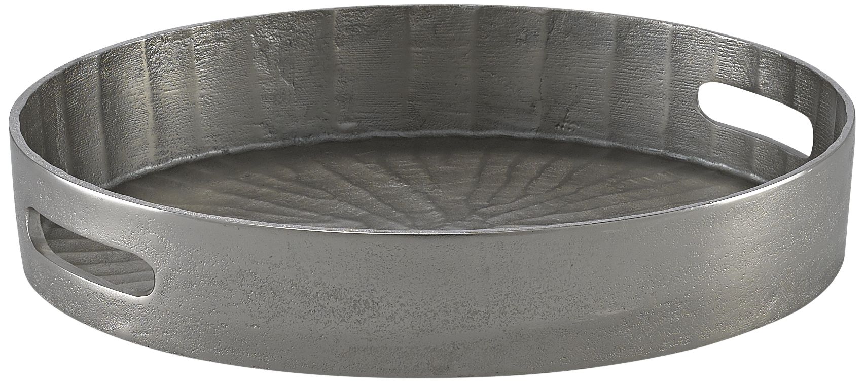 Currey and Company Luca Silver 14 1/2" Round Metal Tray