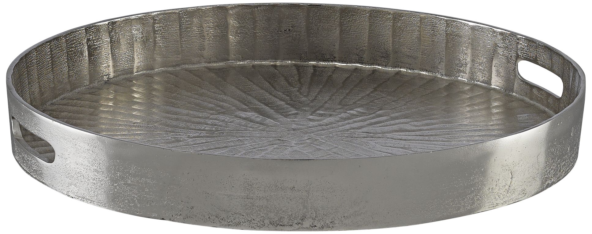 Currey and Company Luca Silver 20 1/2" Round Metal Tray