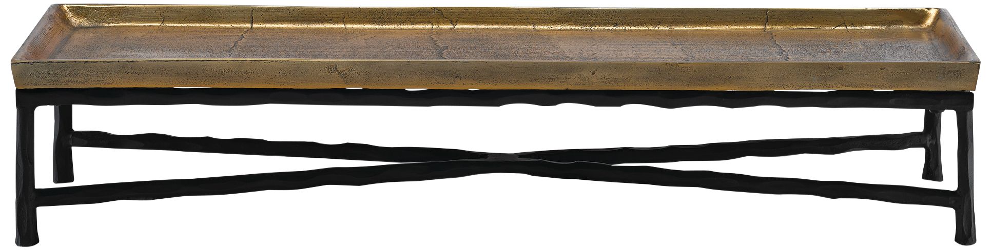 Boyles Brass and Black 25 3/4" Wide Tray on Metal Stand