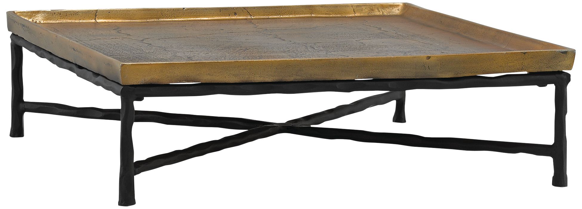 Boyles 17 3/4" Square Rustic Brass Tray on Metal Stand