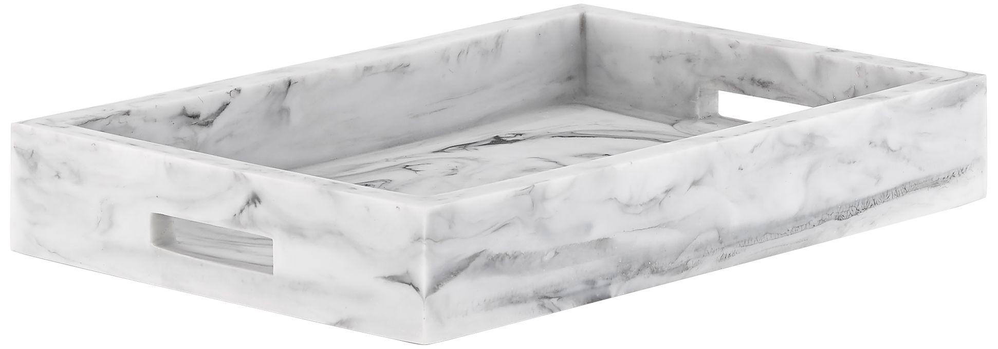 Imani Faux White Marble 18 1 4 W Rectangular Decorative Tray