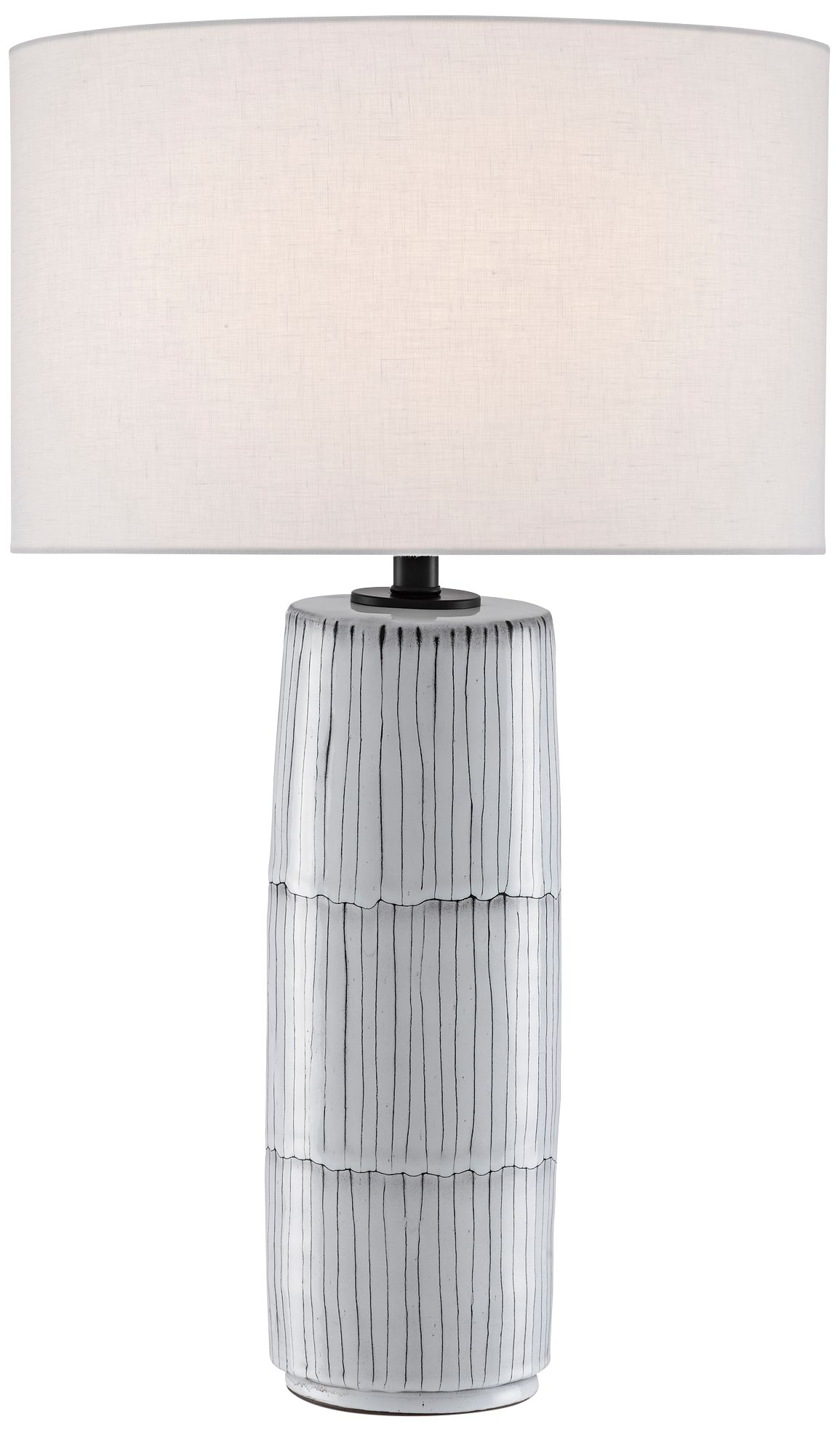 Chaarla Off-White and Gray Terracotta Column Table Lamp