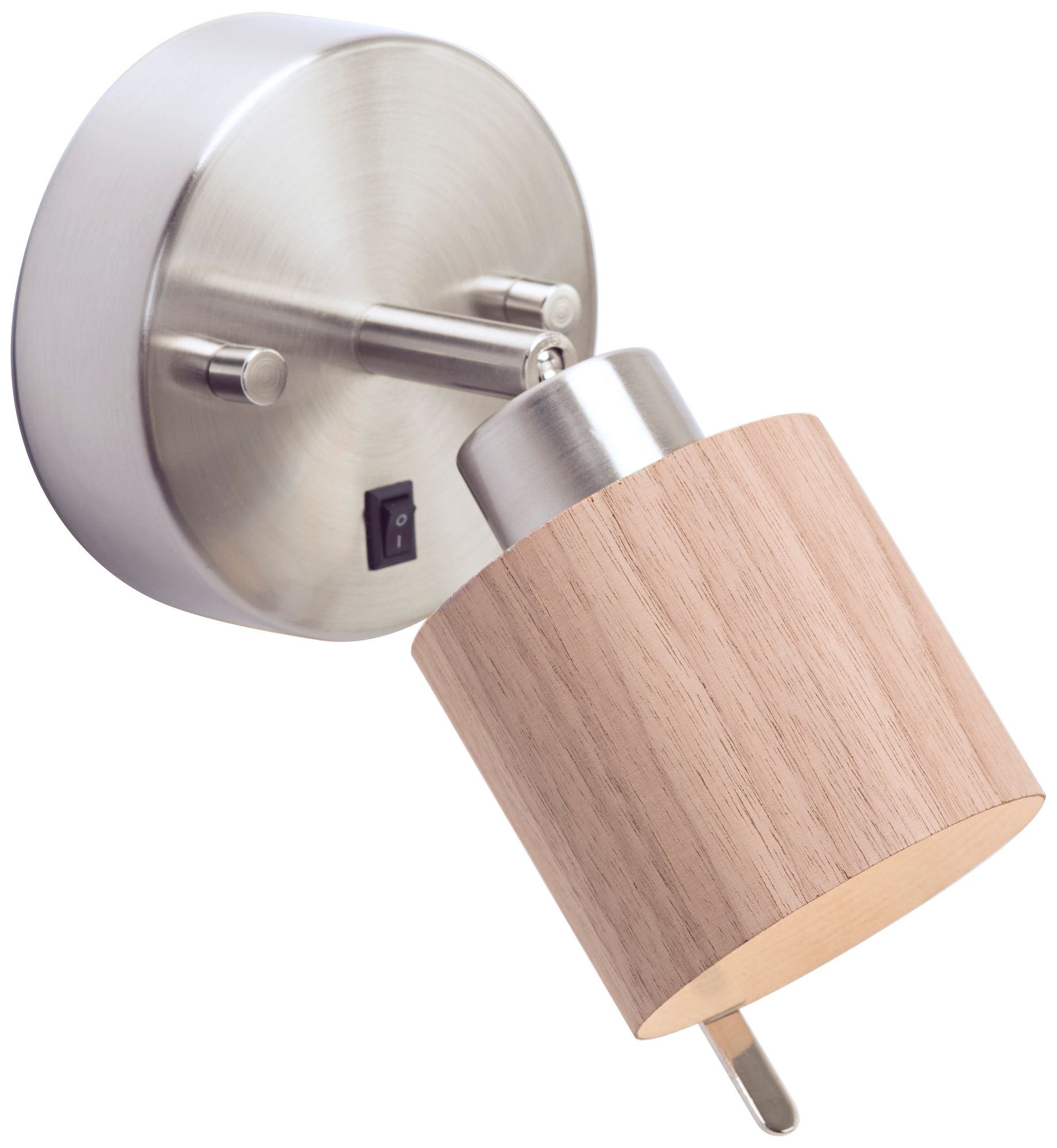 Guppy Nickel LED Wall Lamp with Walnut Wood Veneer Shade