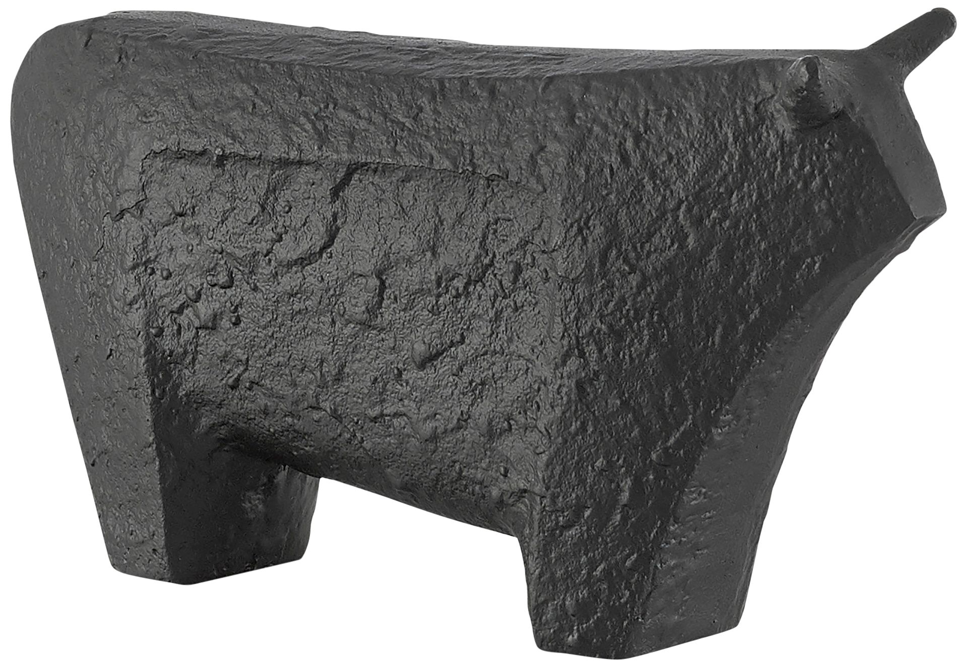 Sampson Textured Matte Black 10 1/2" Wide Bull Figurine