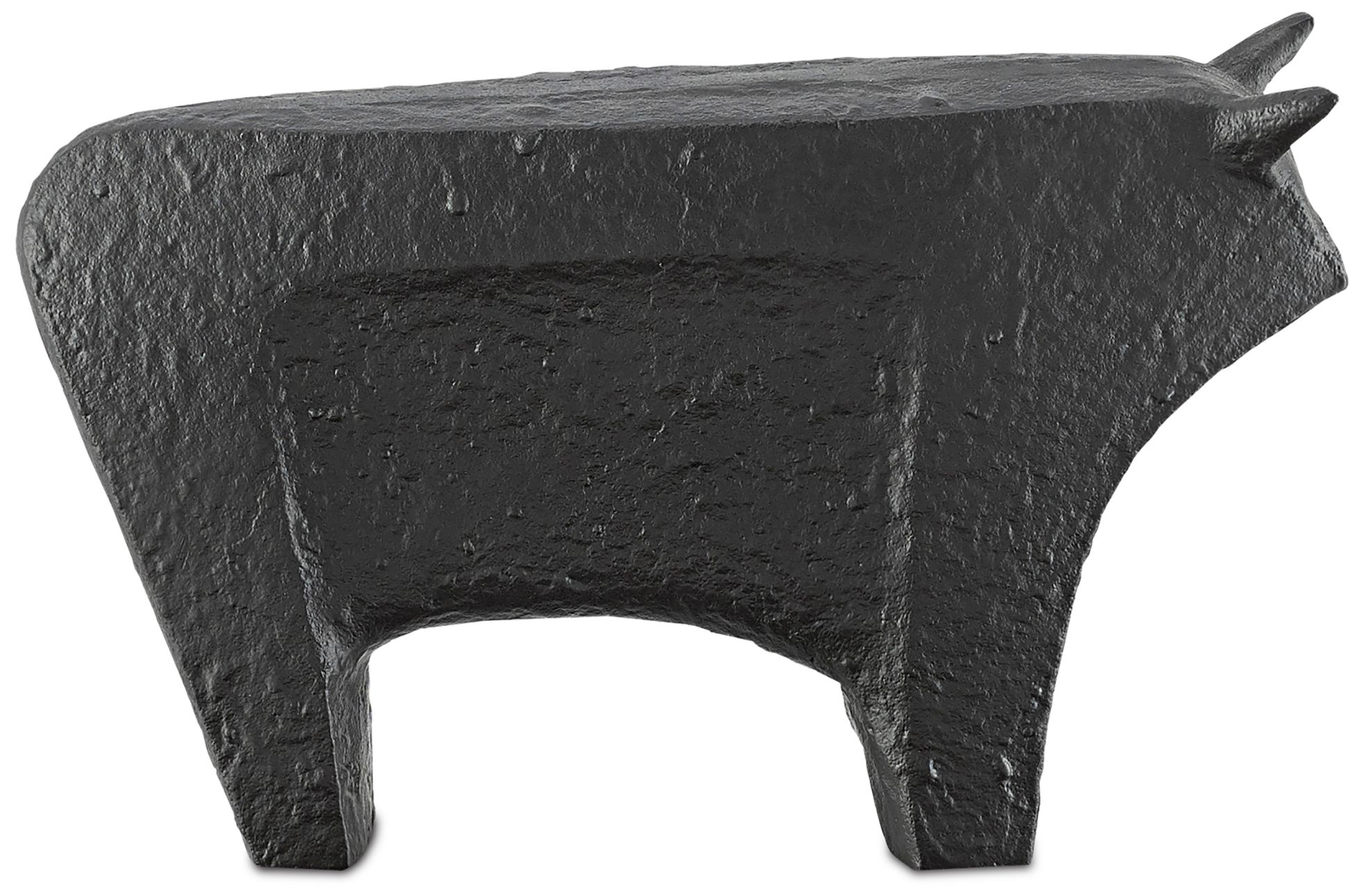 Sampson Textured Matte Black 12" Wide Bull Figurine