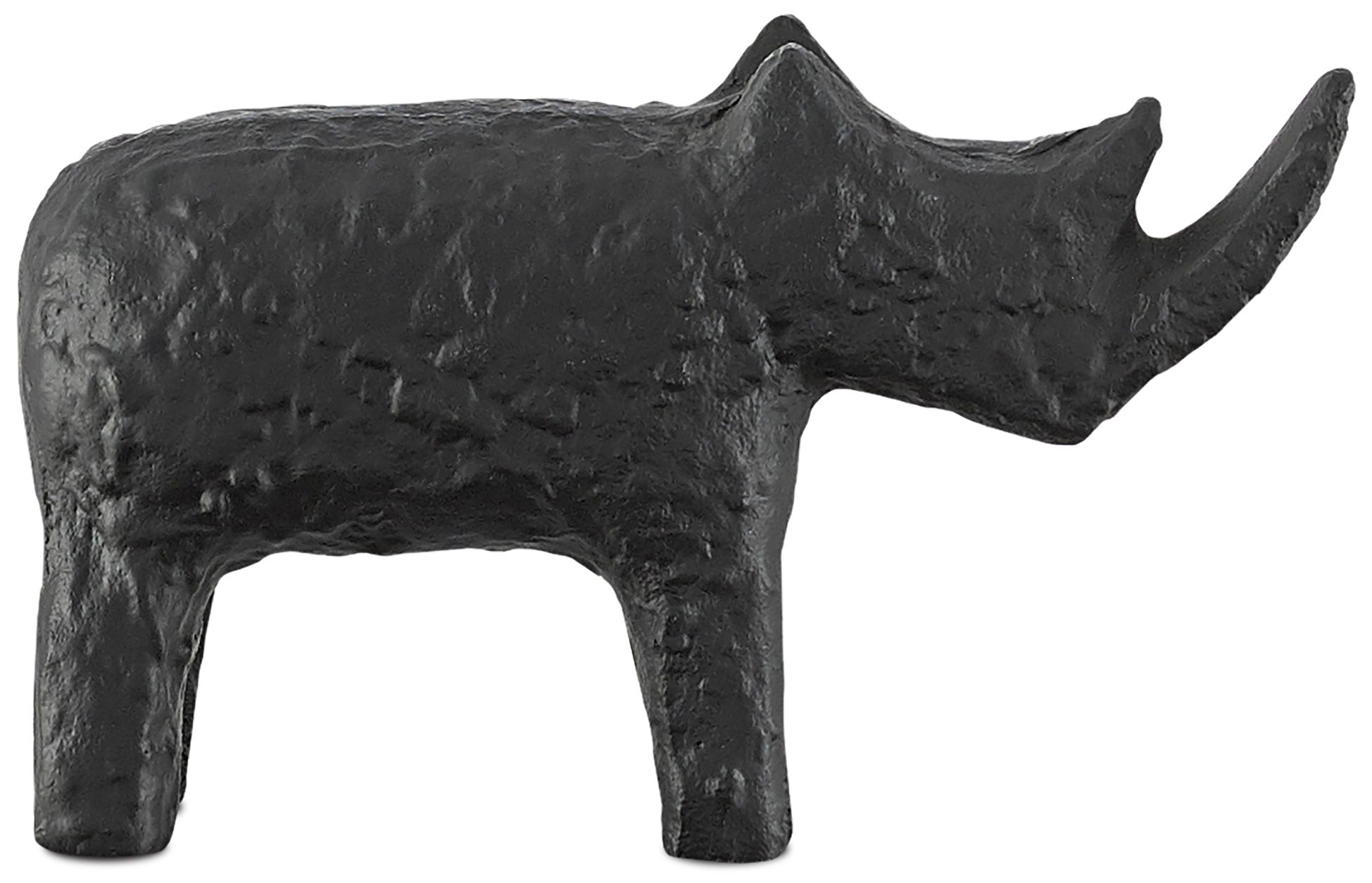Kano Textured Matte Black 7 1/2" Wide Rhino Figurine