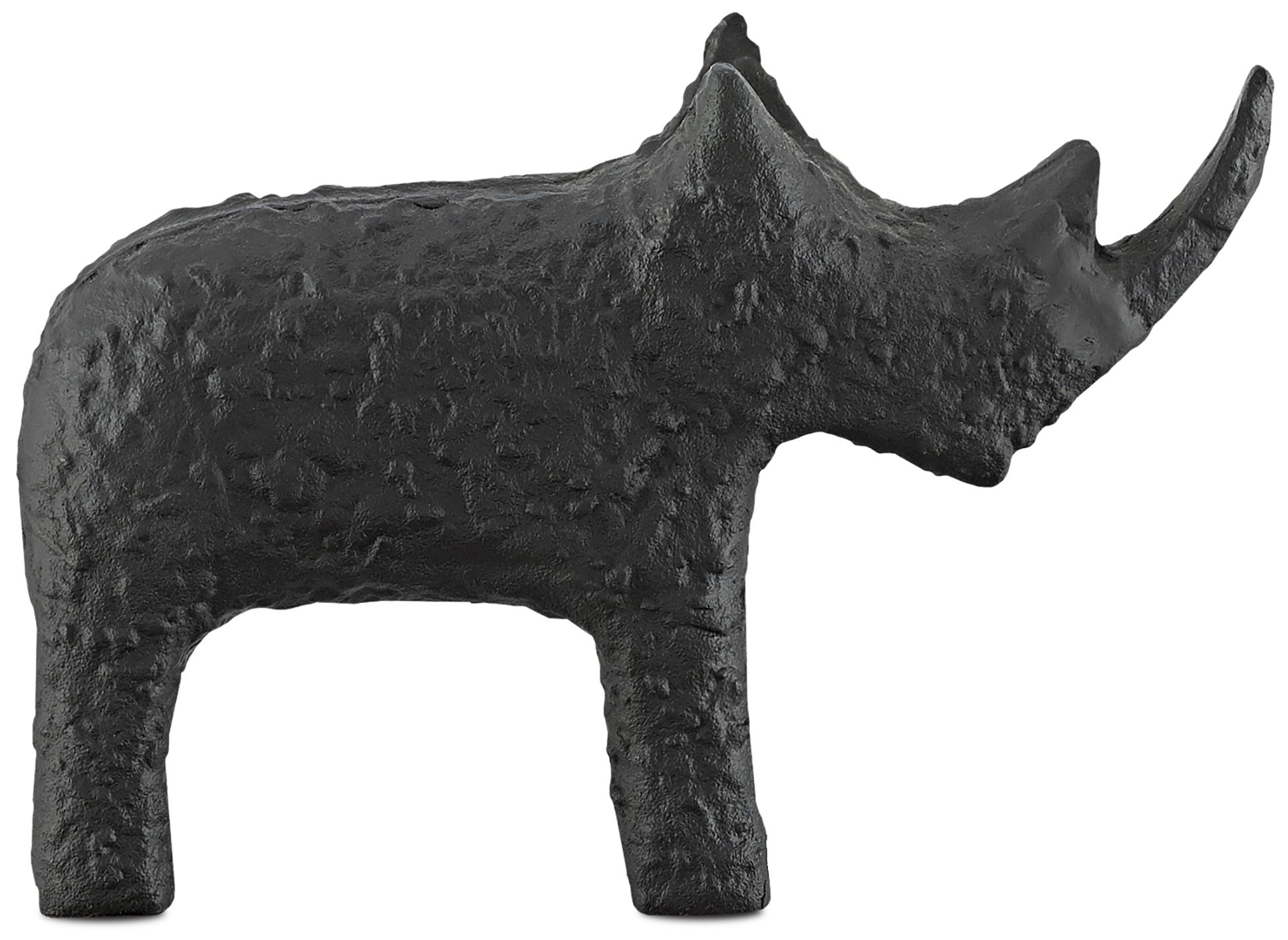 Kano Textured Matte Black 11" Wide Rhino Figurine