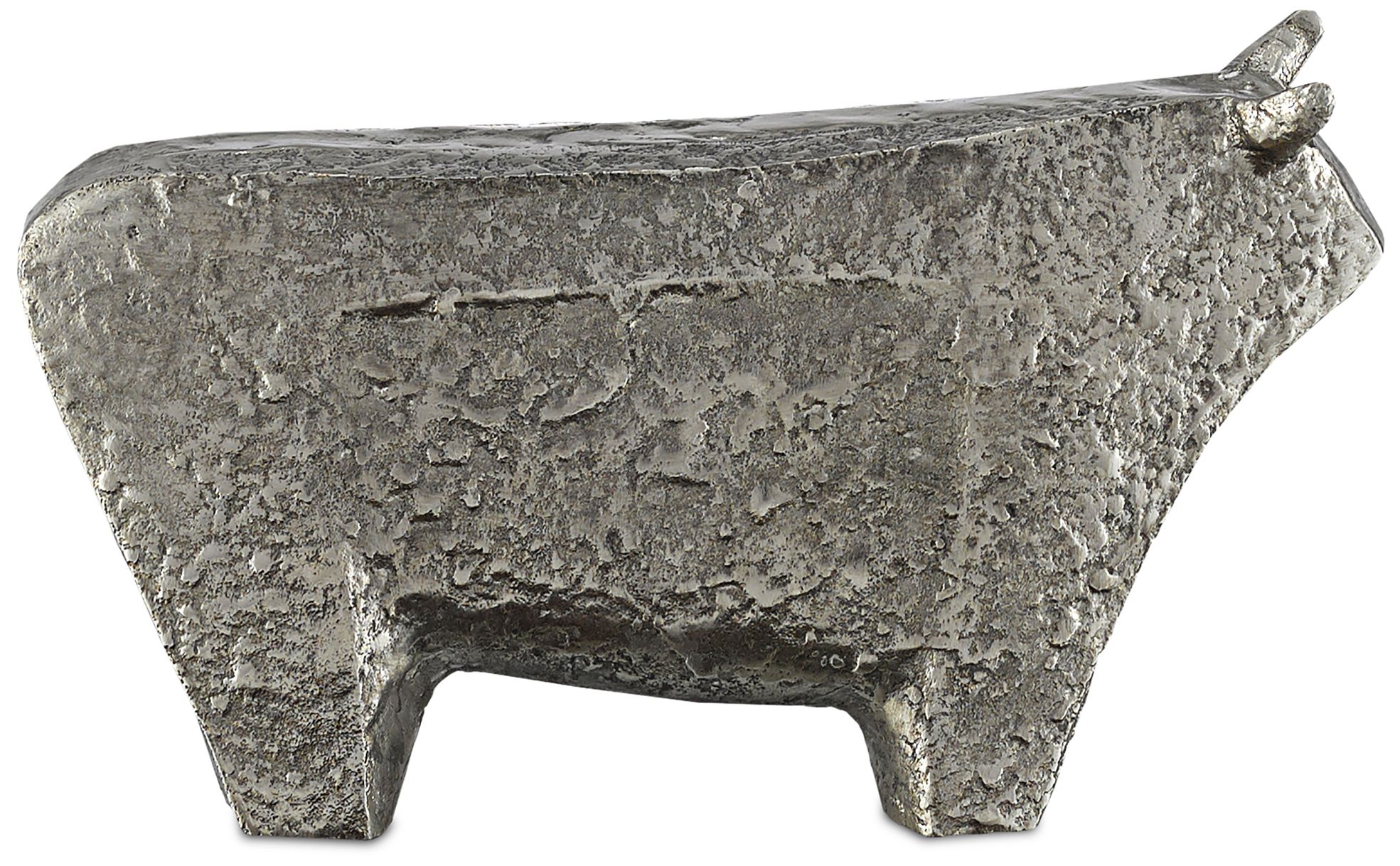 Sampson Textured Silver 10 3/4" Wide Bull Figurine