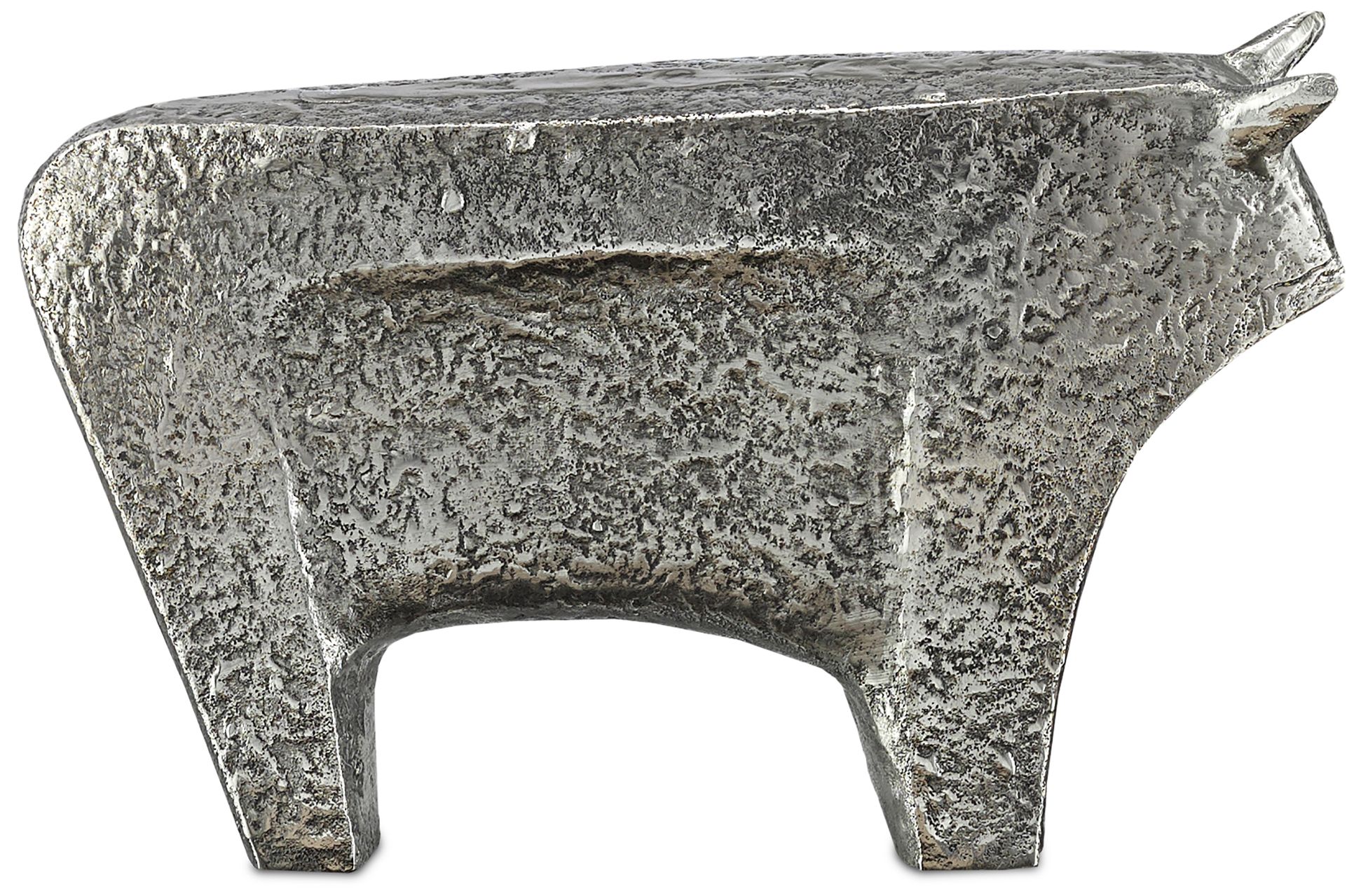 Sampson Textured Silver 12 1/4" Wide Bull Figurine