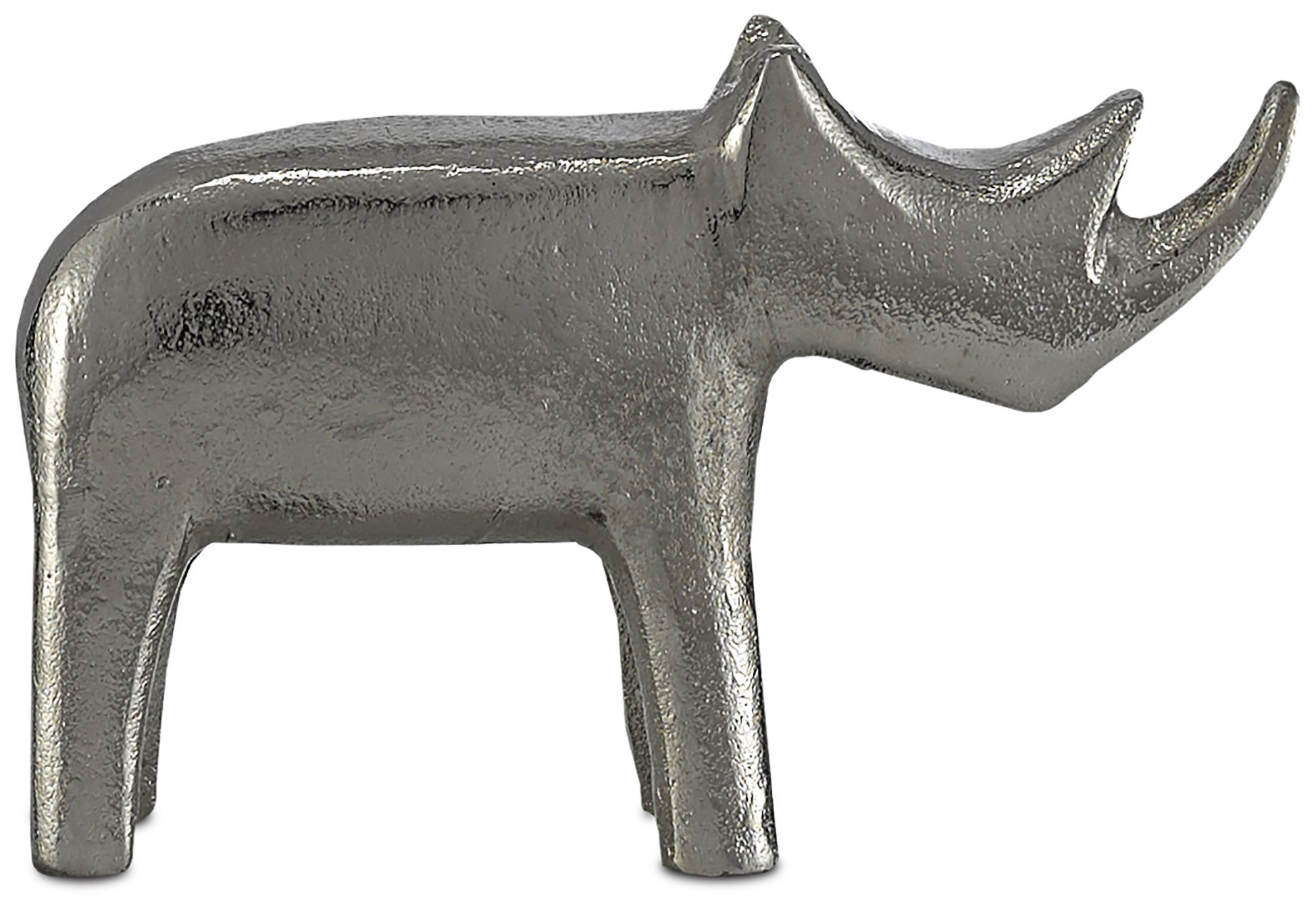 Currey and Company Kano Silver 7 1/2" Wide Rhino Figurine