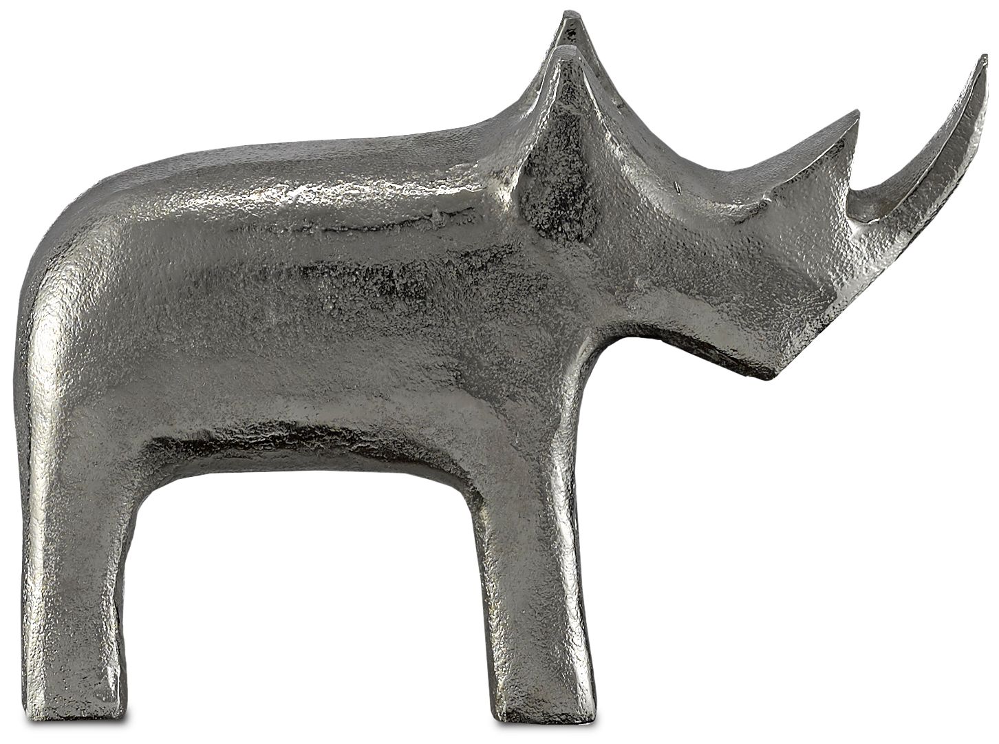 Currey and Company Kano Silver 10 3/4" Wide Rhino Figurine