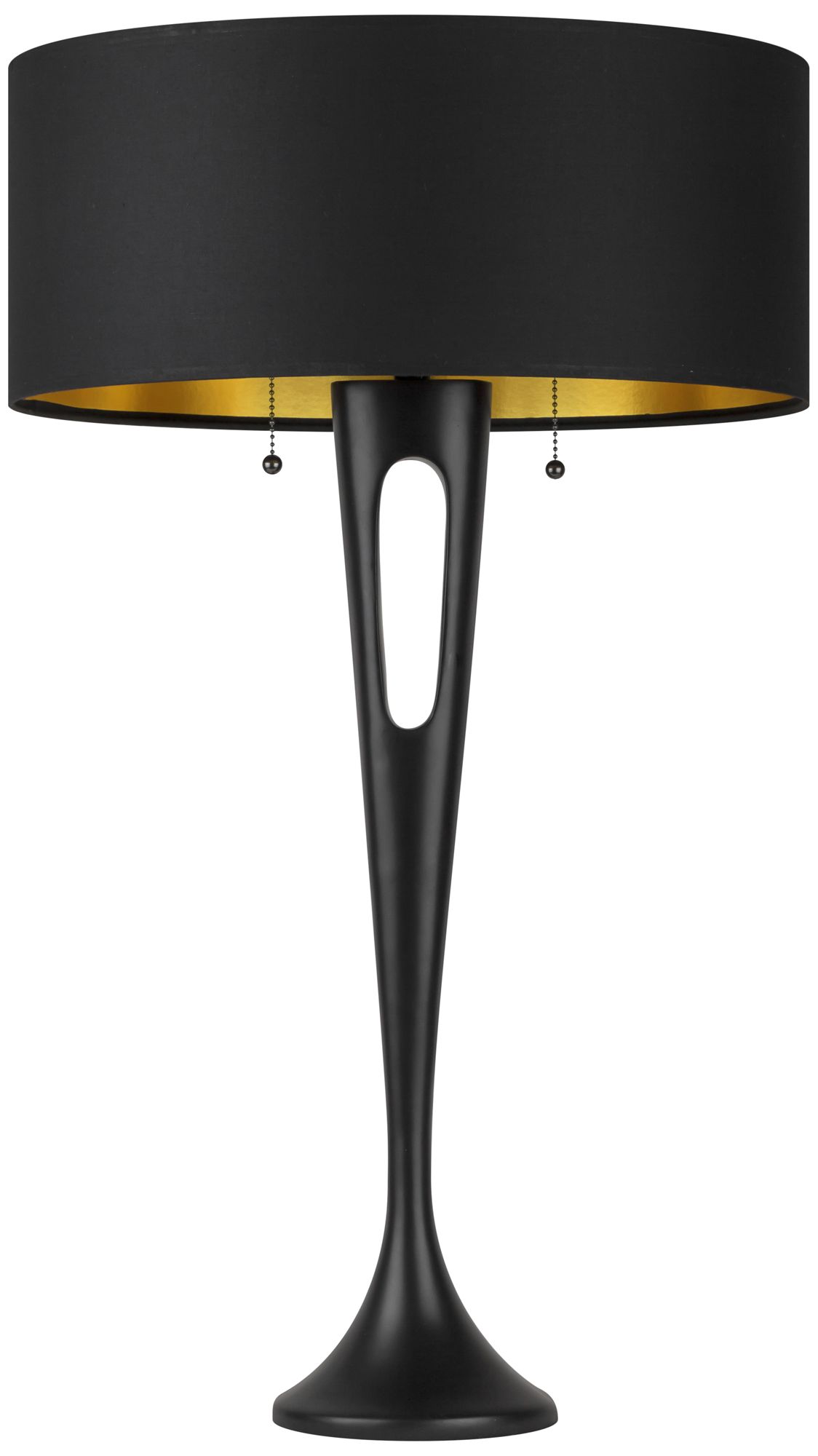 Soiree Antique Bronze Table Lamp with Black and Gold Shade