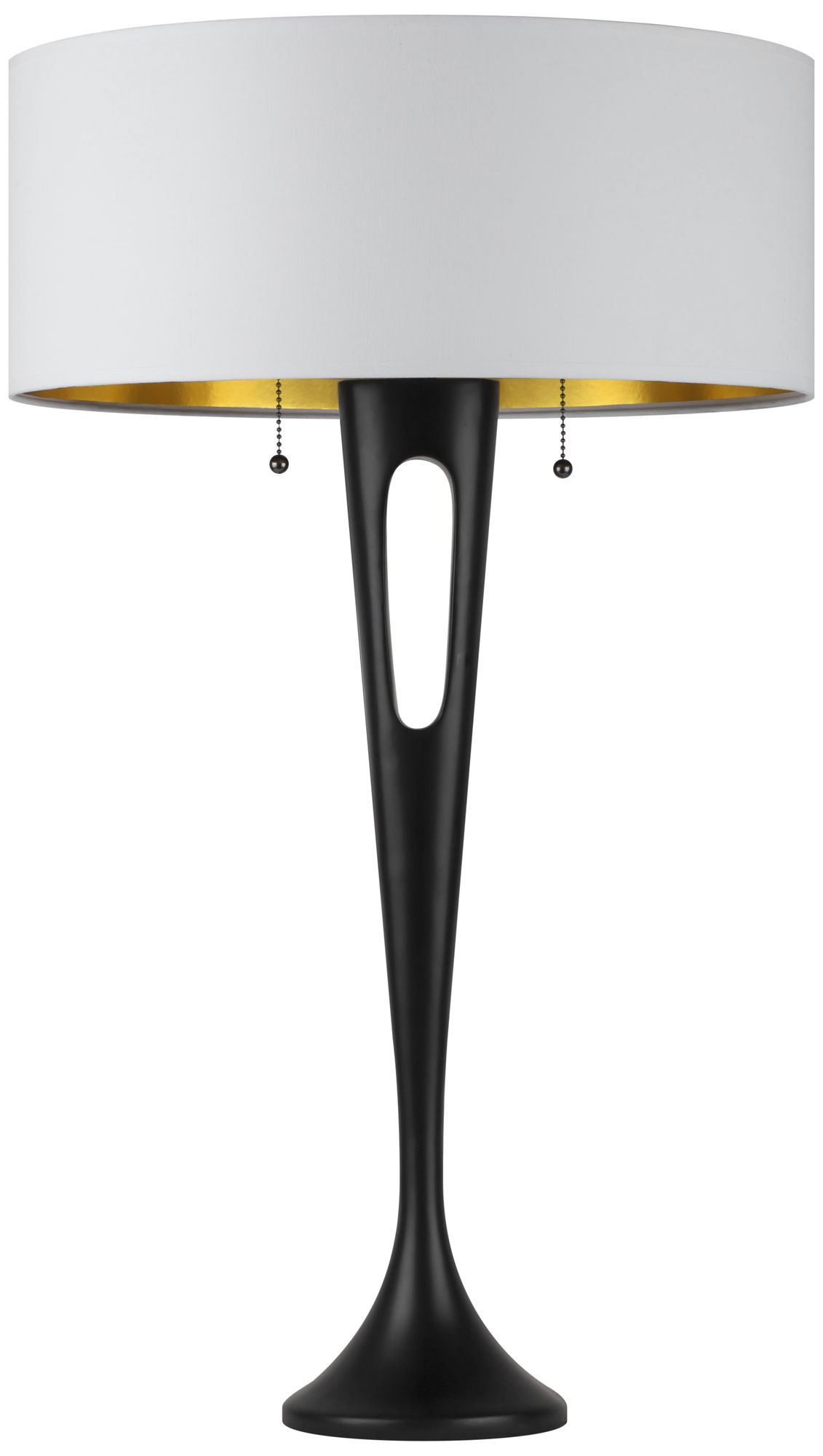 Soiree Antique Bronze Table Lamp with White and Gold Shade