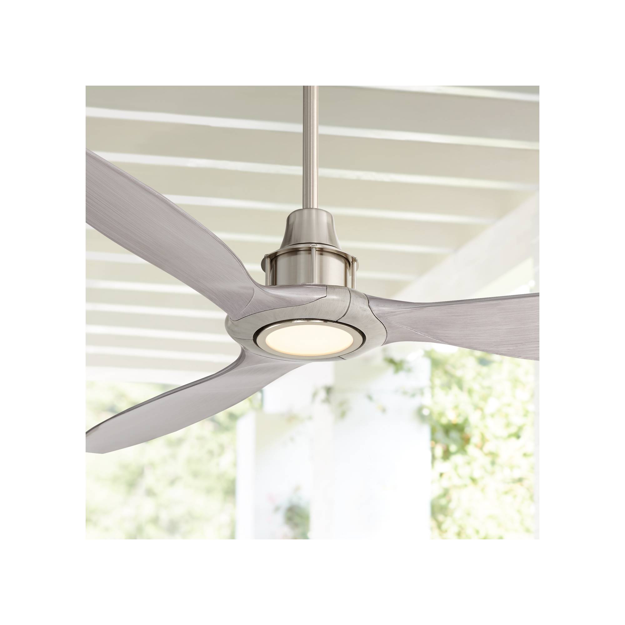 58 Outdoor Ceiling Fan With Light Led Remote Nickel Damp Rated