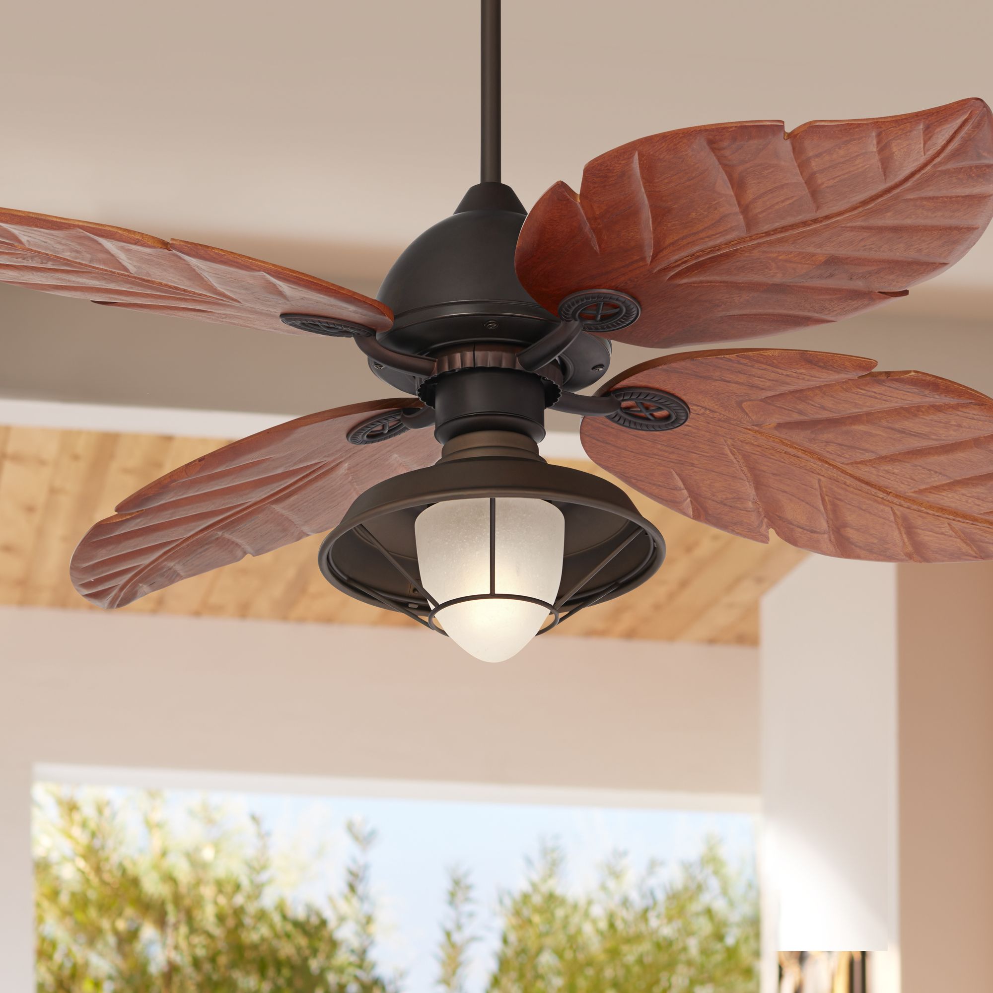 Details About 60 Tropical Outdoor Ceiling Fan With Light Led Bronze Damp Rated Patio Porch