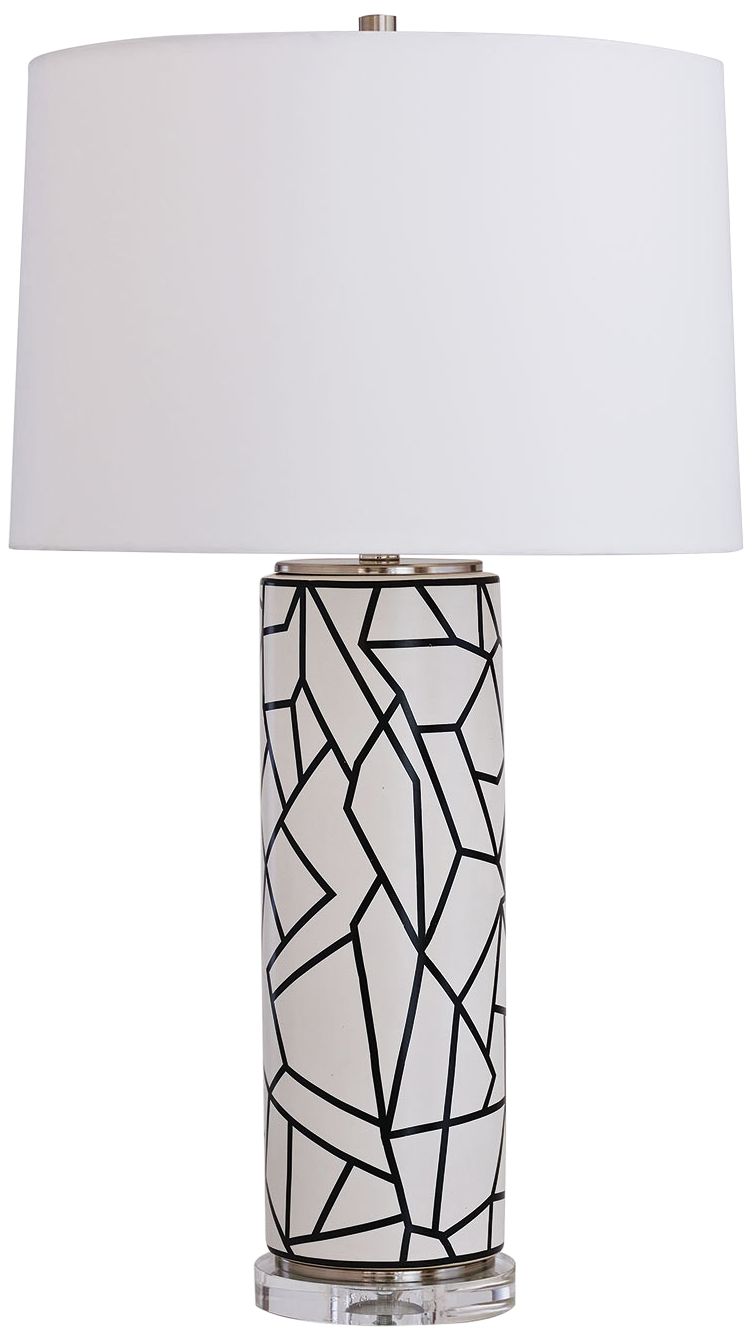 White Geometric Column Table Lamp 