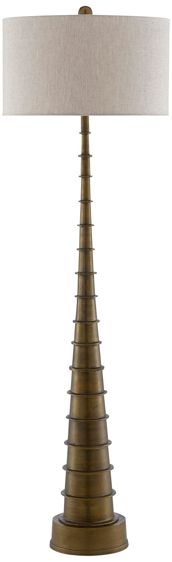 Currey and Company Auger Antique Brass Metal Floor Lamp