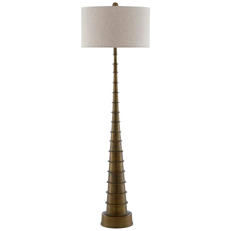 Image 3 Currey and Company Auger Antique Brass Metal Floor Lamp