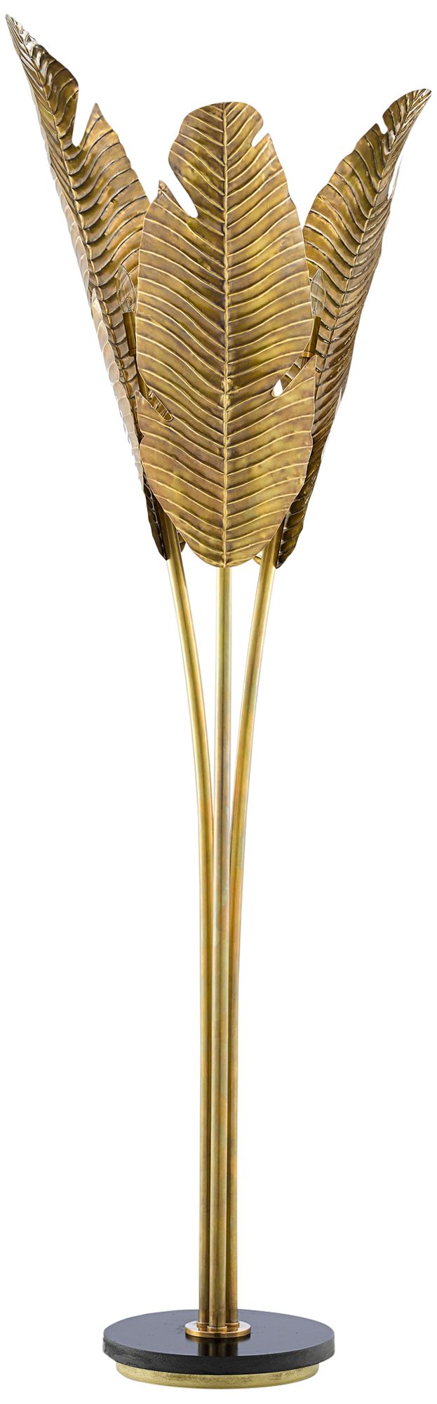 Currey and Company Tropical Vintage Brass Metal Floor Lamp