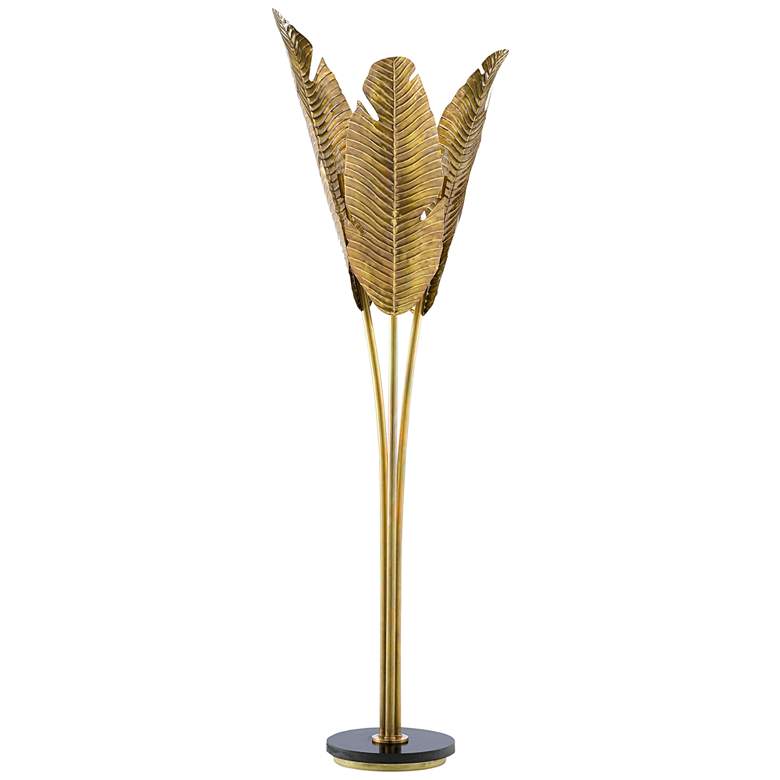 Image 3 Currey and Company Tropical Vintage Brass Metal Floor Lamp