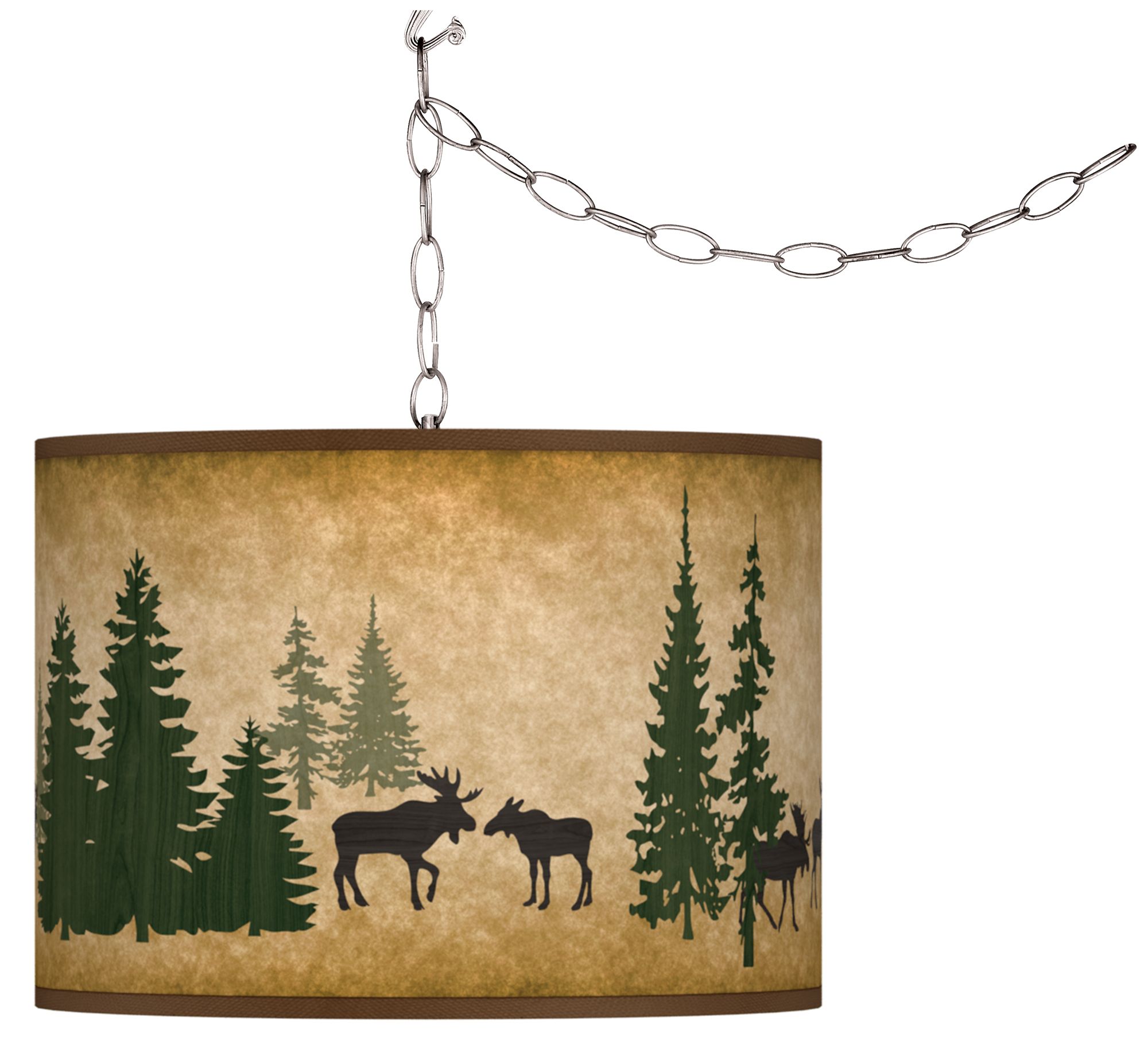 Moose Lodge Giclee Glow Plug-In Swag Pendant