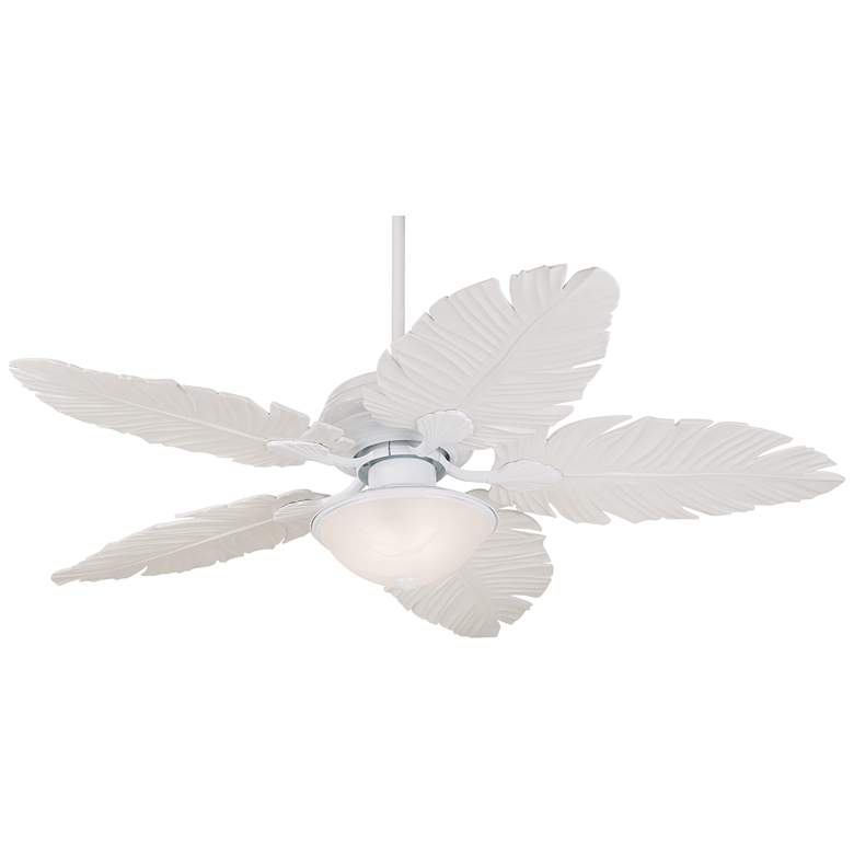 Image 2 52" Casa Vieja White Palm Leaf Outdoor LED Ceiling Fan