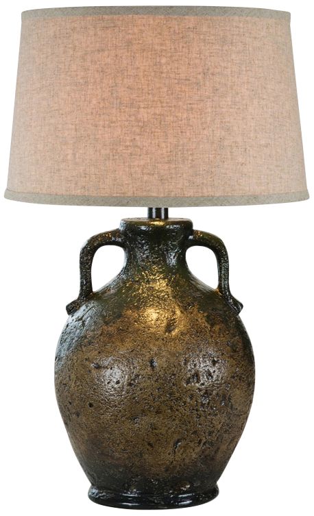 Vellen Southwest Brown Hydrocal 2-Handle Jug Table Lamp