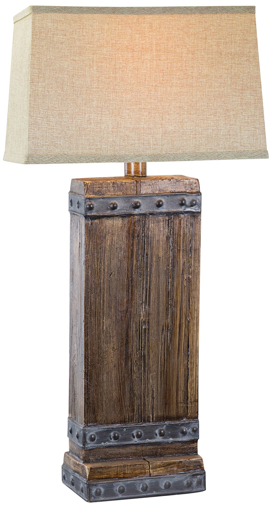 Estella Walnut Rectangular Hydrocal Table Lamp