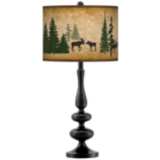 Moose Lodge Giclee Paley Black Table Lamp